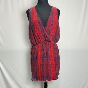 Aryn K Vibrant Red and Purple Silk Dress